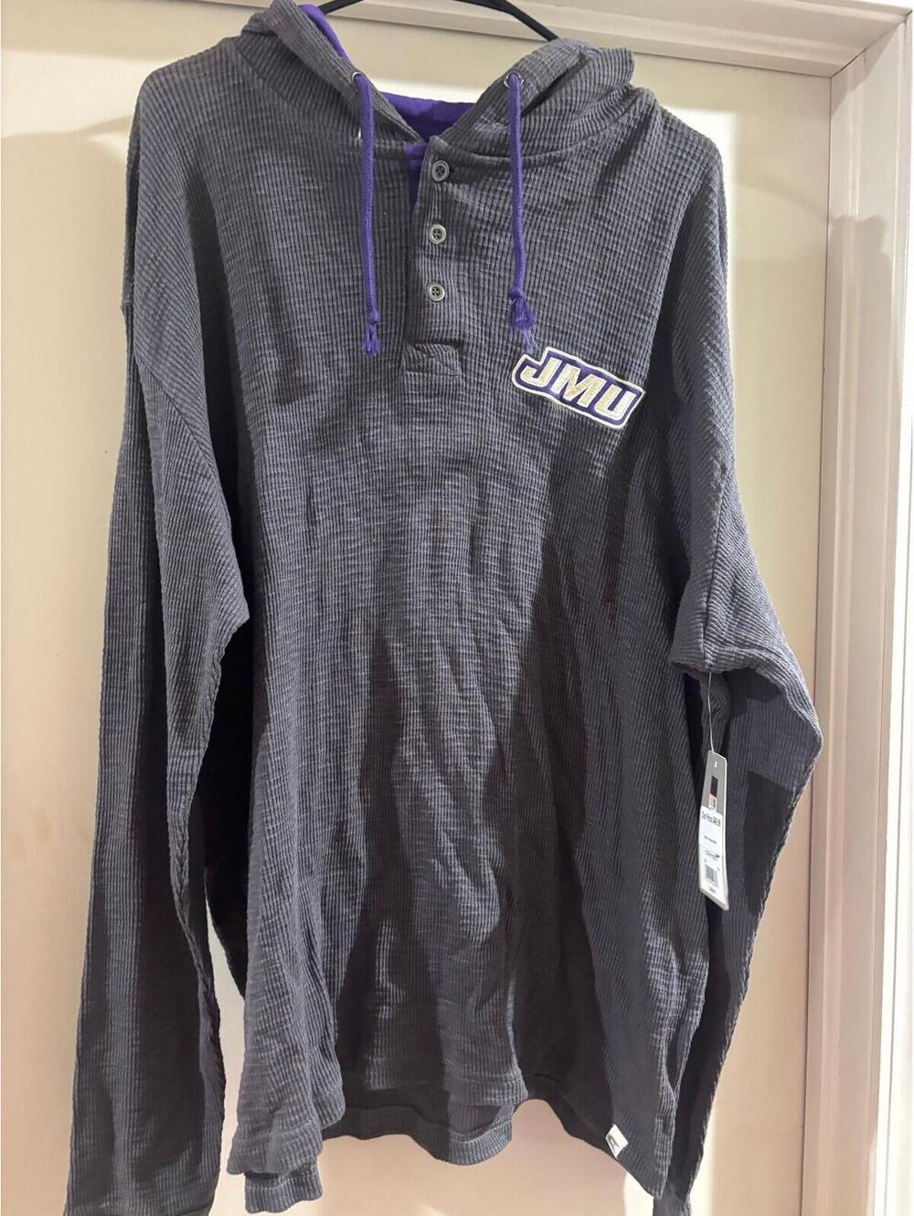 Colosseum JMU James Madison University Waffle Knit Hooded Pullover XXL NWT